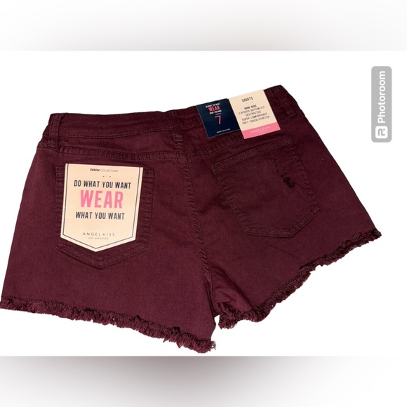 NWT angel kiss brown distressed shorts size 7 full button up - Picture 2 of 8